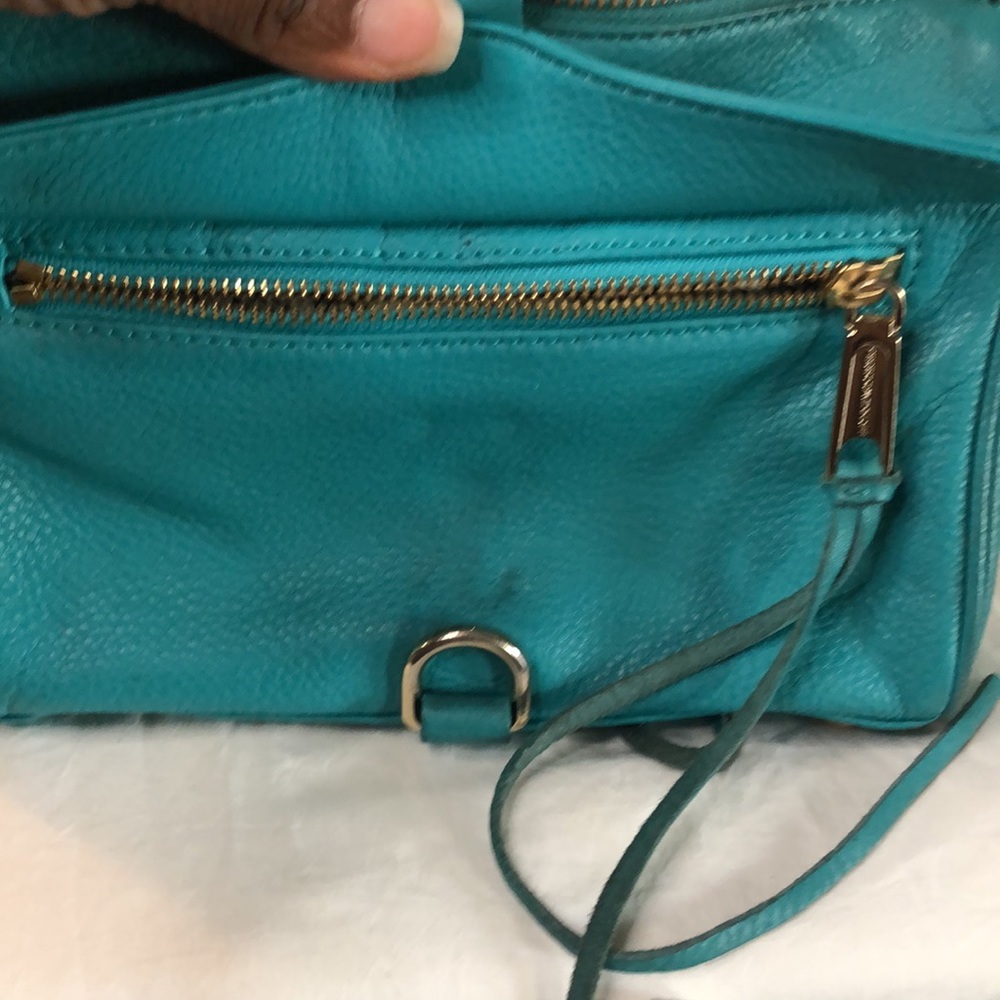REBECCA MINKOFF coral green Crossbody. Heavy gold chain with studs. - Picture 13 of 15
